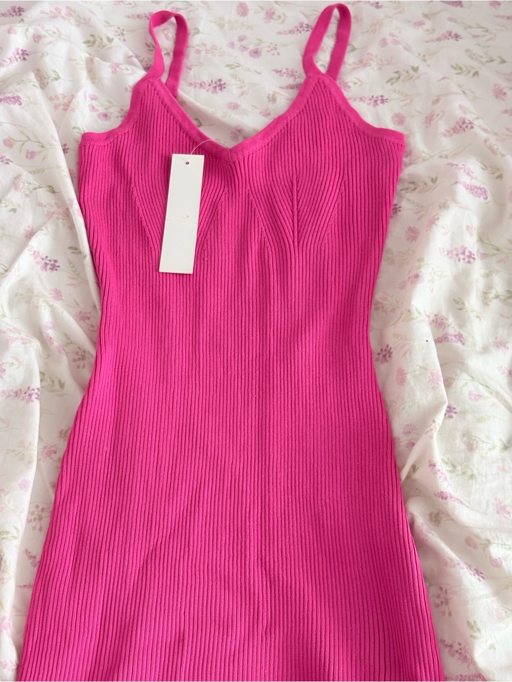 Workshop Republic Clothing Hot Pink Ribbed Mini Dress